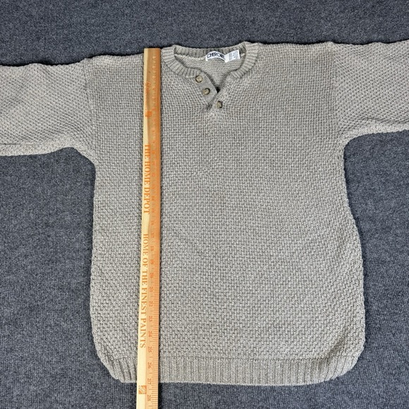 Vintage Cherokee Sweater Mens Large Creme Cotton Made in USA 80s Fishermans Knit - Picture 4 of 6
